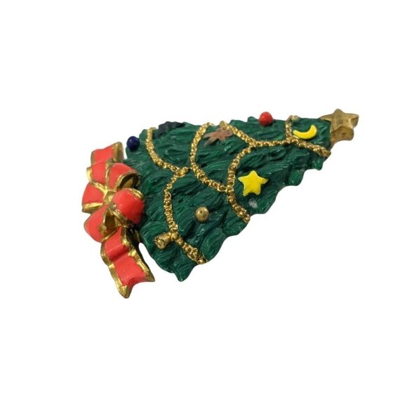 Vintage AGC Christmas Tree Resin Pin, Holiday Decorated Pin, Festive Gift - Picture 2 of 8